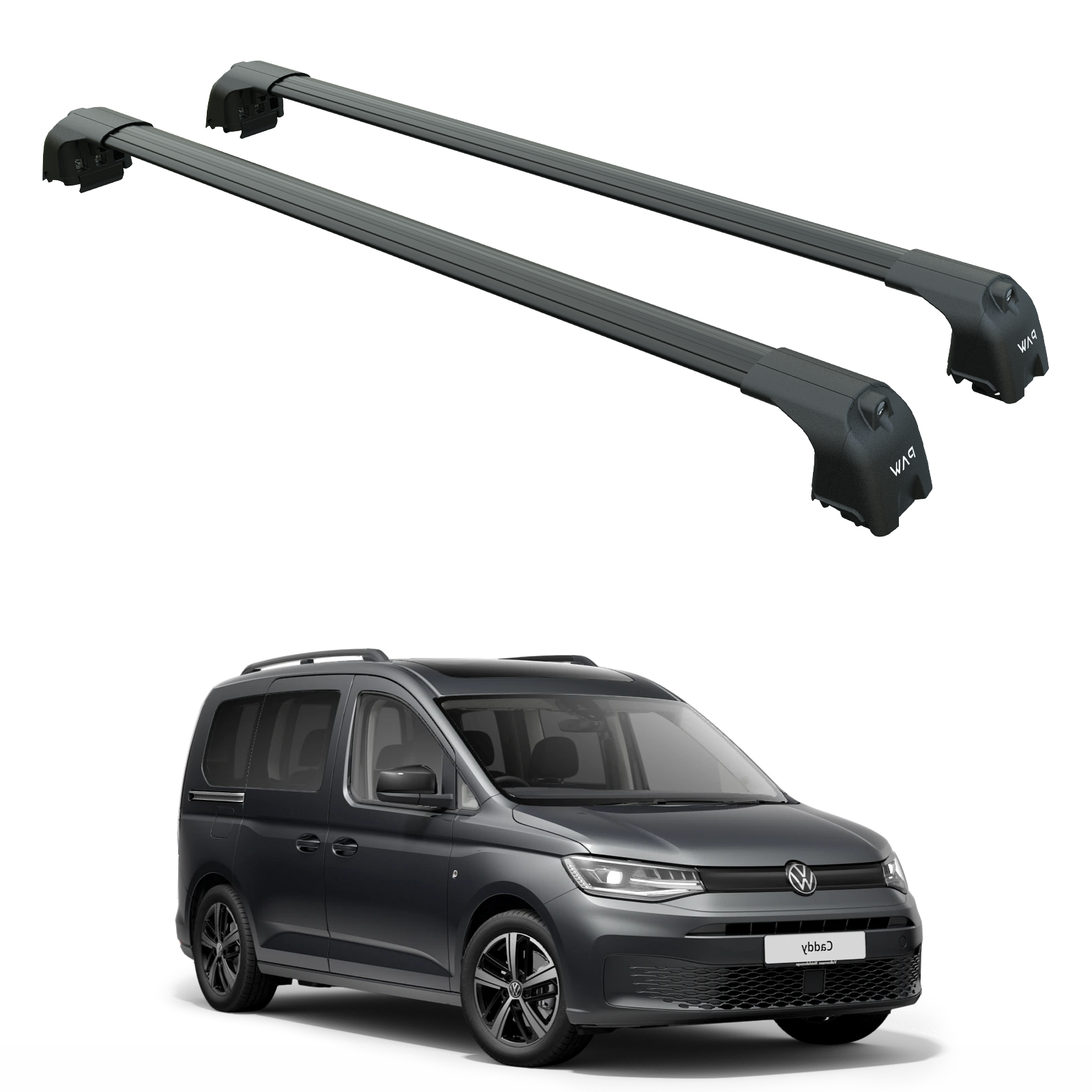 For Volkswagen Caddy V 2020-2025 Aluminium Cross Bar Raised Rail Black For Volkswagen Caddy V 2020-2025 Aluminium Cross Bar Raised Rail Black